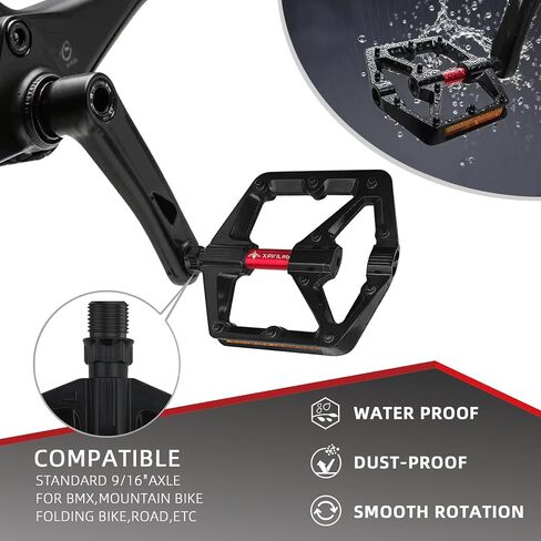 Road/MTB Bike Pedals - 9/16" Sealed Bearing Lightweight Aluminum Alloy Flat Platform Bicycle Pedals with Reflector for Road Mountain BMX MTB Bike in Saudi Arabia