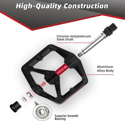 Road/MTB Bike Pedals - 9/16" Sealed Bearing Lightweight Aluminum Alloy Flat Platform Bicycle Pedals with Reflector for Road Mountain BMX MTB Bike in Saudi Arabia