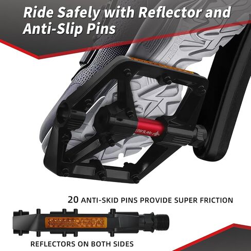 Road/MTB Bike Pedals - 9/16" Sealed Bearing Lightweight Aluminum Alloy Flat Platform Bicycle Pedals with Reflector for Road Mountain BMX MTB Bike in Saudi Arabia