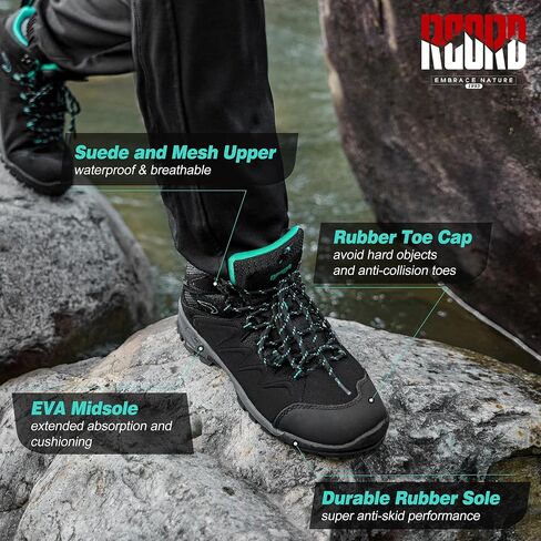R CORD Womens Hiking Boots Waterproof Womens Hiking Shoes Comfortable Non-Slip Breathable Hiking Boots Womens Outdoor Trekking Camping Boots Hiking Shoes in Saudi Arabia