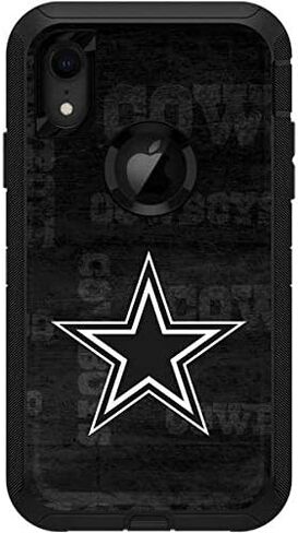 ملصق Skinit متوافق مع هاتف OtterBox Defender iPhone XR - تصميم أسود وأبيض مرخص رسميًا من NFL Dallas Cowboys in Saudi Arabia