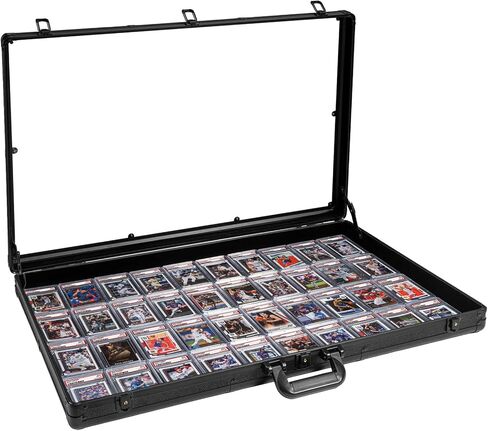 Large Cards Trade Show Display Case, Portable Aluminum Trading and Graded Card Display Frame with Locks, Table Top Aluminum Holder with Clear Acrylic Showcase for Jewelry Craft Collector Shows in Saudi Arabia