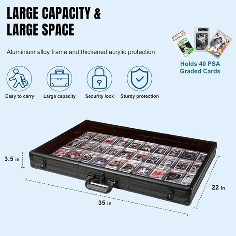 Large Cards Trade Show Display Case, Portable Aluminum Trading and Graded Card Display Frame with Locks, Table Top Aluminum Holder with Clear Acrylic Showcase for Jewelry Craft Collector Shows in Saudi Arabia