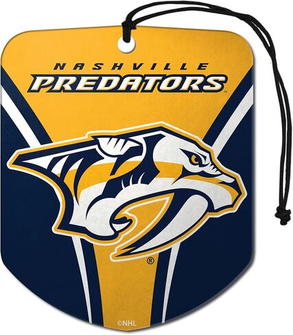 FANMATS 61598 NHL Nashville Predators معطر هواء معلق للسيارة، عبوتين، رائحة ثلج أسود، مزيل للرائحة، تصميم درع مع شعار الفريق in Saudi Arabia