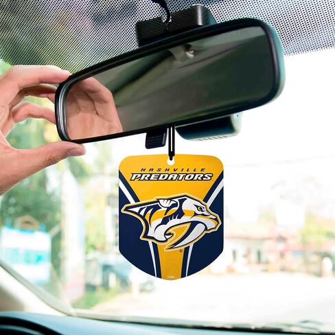 FANMATS 61598 NHL Nashville Predators معطر هواء معلق للسيارة، عبوتين، رائحة ثلج أسود، مزيل للرائحة، تصميم درع مع شعار الفريق in Saudi Arabia