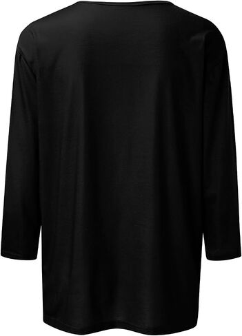 COTECRAM المرأة عادية 3/4 طول الأكمام بلايز العصرية قمصان فضفاضة Crewneck مطبوعة بلوزة لطيف الجرافيك تيز الستر in Kuwait