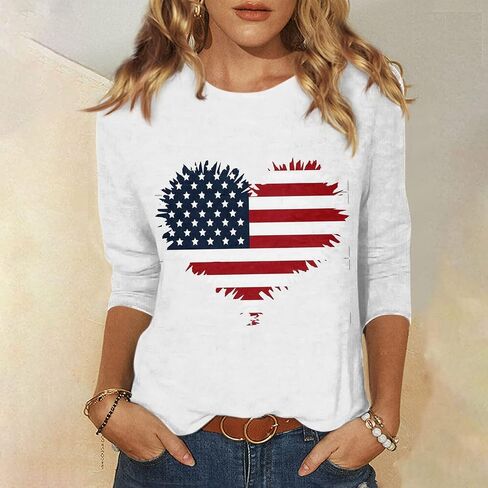 COTECRAM المرأة عادية 3/4 طول الأكمام بلايز العصرية قمصان فضفاضة Crewneck مطبوعة بلوزة لطيف الجرافيك تيز الستر in Kuwait