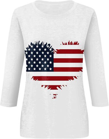 COTECRAM المرأة عادية 3/4 طول الأكمام بلايز العصرية قمصان فضفاضة Crewneck مطبوعة بلوزة لطيف الجرافيك تيز الستر in Kuwait