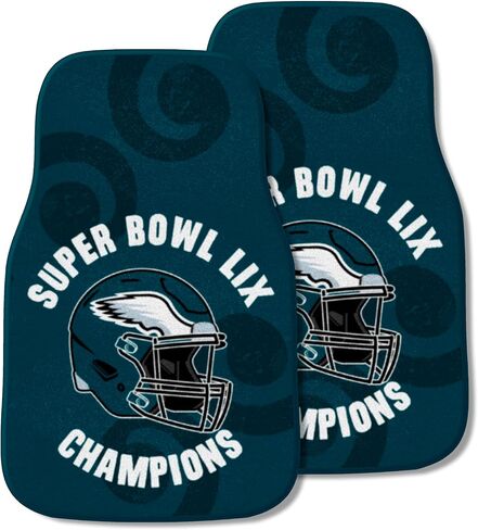 FANMATS 46242 2024-25 Super Bowl LIX Champions - Philadelphia Eagles 2-pc Carpet Car Mat Set | Green | 17"x27" | Super Bowl LIX Champions Logo in Saudi Arabia