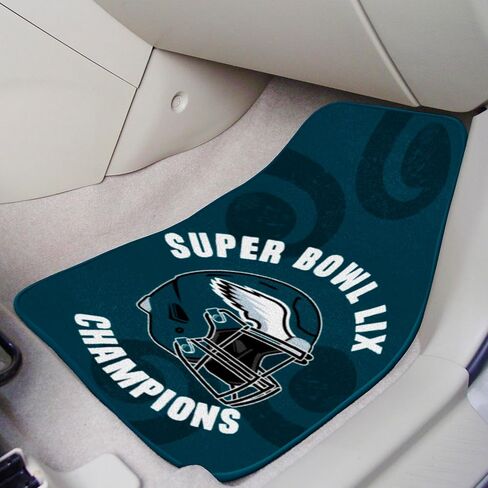 FANMATS 46242 2024-25 Super Bowl LIX Champions - Philadelphia Eagles 2-pc Carpet Car Mat Set | Green | 17"x27" | Super Bowl LIX Champions Logo in Saudi Arabia
