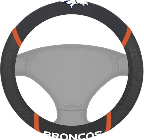 FANMATS unisex adult Embroidered Steering Wheel Cover, Black, 15 Inch Diameter US in Saudi Arabia