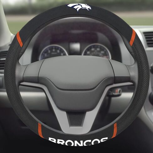 FANMATS unisex adult Embroidered Steering Wheel Cover, Black, 15 Inch Diameter US in Saudi Arabia