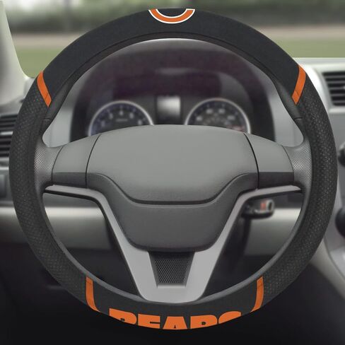 FANMATS 15030 Chicago Bears Embroidered Steering Wheel Cover, Black in Saudi Arabia