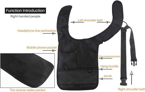 حقيبة كتف مخفية مضادة للسرقة تحت الإبط، حزمة مخفية، حقيبة تخزين آمنة للرجال والنساء متعددة الأغراض (الكتف الأيسر) in Kuwait