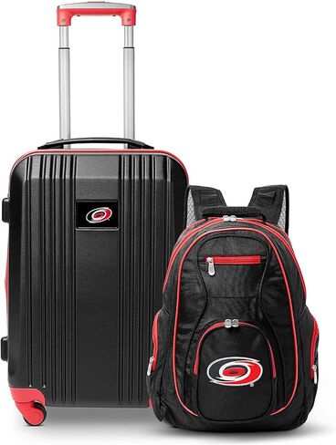 مجموعة حقائب السفر Denco Carolina Hurricanes المكونة من قطعتين، تتضمن حقيبة صلبة دوارة ذات لونين مقاس 21 بوصة وحقيبة ظهر للكمبيوتر المحمول مقاس 19 بوصة in Saudi Arabia