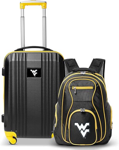 Denco West Virginia University Mountaineers 2-Piece Luggage Set, Includes 21-inch Two-Tone Hardcase Spinner and 19" Laptop Backpack in Saudi Arabia