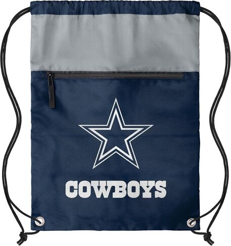 FOCO NFL Officially Licensed Unisex Team Color Football Primary Logo Wordmark Drawstring Backpack With Zippered Pocket - Dallas Cowboys in Saudi Arabia