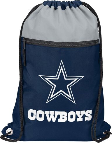 FOCO NFL Officially Licensed Unisex Team Color Football Primary Logo Wordmark Drawstring Backpack With Zippered Pocket - Dallas Cowboys in Saudi Arabia