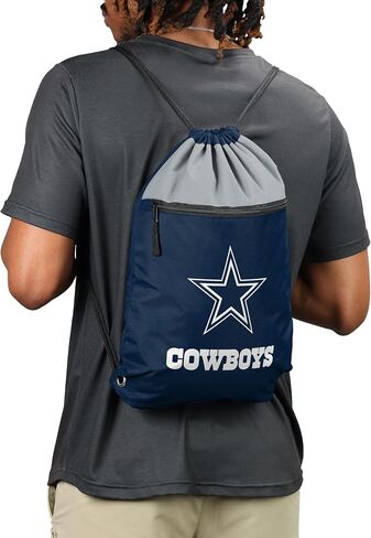 FOCO NFL Officially Licensed Unisex Team Color Football Primary Logo Wordmark Drawstring Backpack With Zippered Pocket - Dallas Cowboys in Saudi Arabia