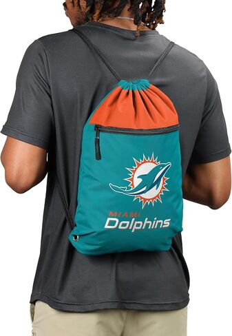 FOCO NFL Officially Licensed Unisex Team Color Football Primary Logo Wordmark Drawstring Backpack With Zippered Pocket - Dallas Cowboys in Saudi Arabia