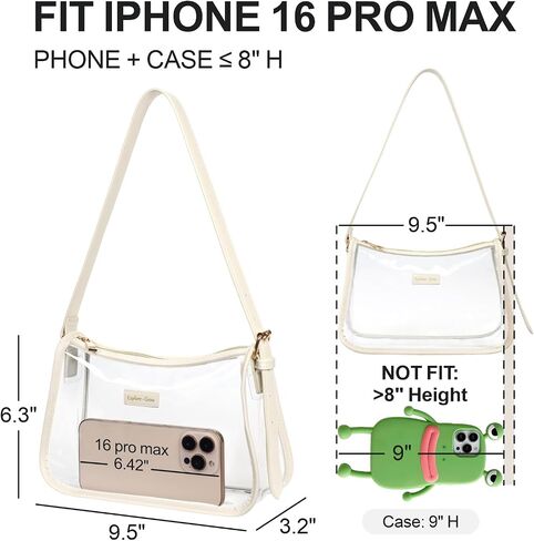 PACKISM Clear Shoulder Bag 9x6x3 - Clear Bag for Stadium Events for Women, Perfect for Sport Events Concert Game Day Daily in Saudi Arabia