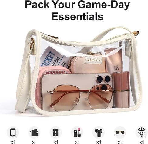 PACKISM Clear Shoulder Bag 9x6x3 - Clear Bag for Stadium Events for Women, Perfect for Sport Events Concert Game Day Daily in Saudi Arabia