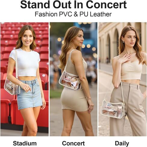 PACKISM Clear Shoulder Bag 9x6x3 - Clear Bag for Stadium Events for Women, Perfect for Sport Events Concert Game Day Daily in Saudi Arabia