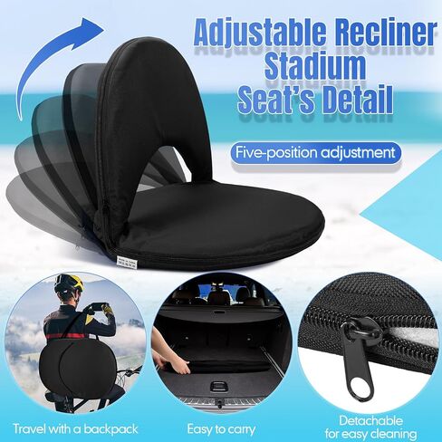 Maitys Stadium Seats for Bleachers with Back Support and Cushion Folding Bleacher Seat with Backrest Wide Padded School Floor Chairs 5 Reclining Positions Christmas Party Gift in Saudi Arabia