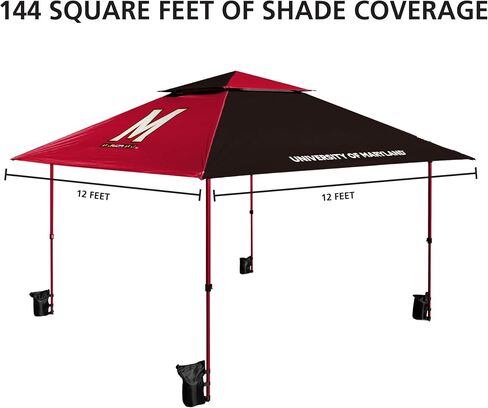 Logo Brands NCAA Pop-Up 12x12 Canopy - Easy Setup with Built-in Wheels, Vented Roof for Airflow, Includes Sandbags, Stakes, and Tie-Downs – Tent for Tailgate & Outdoor Events in Saudi Arabia