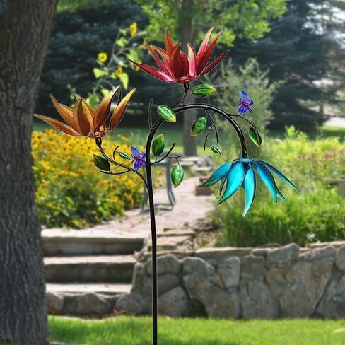 Colorful Flower Wind Spinner for Garden, Large Multi Colored Spinning Flowers with Stake, Decorative Sunflower Windmill for Outdoor Yard Lawn Patio (1.8m) in Saudi Arabia