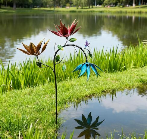 Colorful Flower Wind Spinner for Garden, Large Multi Colored Spinning Flowers with Stake, Decorative Sunflower Windmill for Outdoor Yard Lawn Patio (1.8m) in Saudi Arabia
