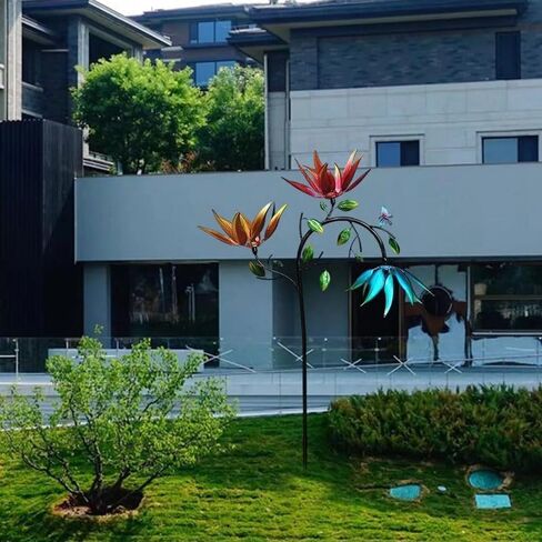 Colorful Flower Wind Spinner for Garden, Large Multi Colored Spinning Flowers with Stake, Decorative Sunflower Windmill for Outdoor Yard Lawn Patio (1.8m) in Saudi Arabia