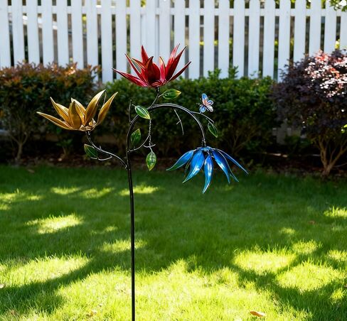 Colorful Flower Wind Spinner for Garden, Large Multi Colored Spinning Flowers with Stake, Decorative Sunflower Windmill for Outdoor Yard Lawn Patio (1.8m) in Saudi Arabia