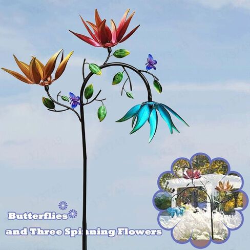 Colorful Flower Wind Spinner for Garden, Large Multi Colored Spinning Flowers with Stake, Decorative Sunflower Windmill for Outdoor Yard Lawn Patio (1.8m) in Saudi Arabia