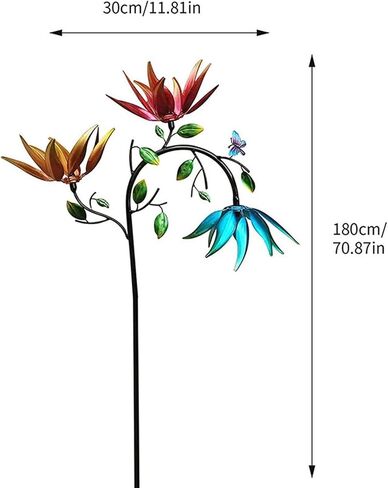 Colorful Flower Wind Spinner for Garden, Large Multi Colored Spinning Flowers with Stake, Decorative Sunflower Windmill for Outdoor Yard Lawn Patio (1.8m) in Saudi Arabia