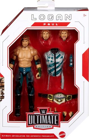 Mattel WWE Ultimate Edition Action Figure & Accessories Set, Logan Paul 6-inch Collectible with Swappable Heads & Hands, 30 Articulation Points in Saudi Arabia