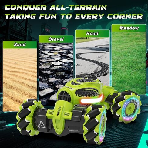 سيارة RC المثيرة بمستشعر الإيماءات، جهاز تحكم عن بعد 2.4 جيجا هرتز 4WD ألعاب سيارات يتم التحكم فيها يدويًا للأولاد والبنات الذين تتراوح أعمارهم بين 6-12 عامًا، سيارات انجراف دوارة 360 درجة مع أضواء وموسيقى، هدية مثالية لعيد الميلاد وعيد الميلاد in Kuwait
