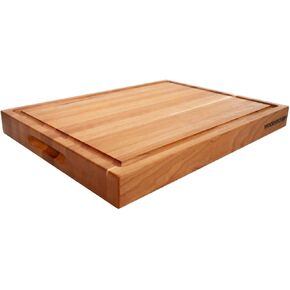 Medium Wood Cutting Board from American Cherry - A Reversible Butcher Block That Comes with Juice Groove for Cutting Meat and Juicy Veggies Easily - Cherry Chopping Board - 16x12x1.5 inches in Saudi Arabia