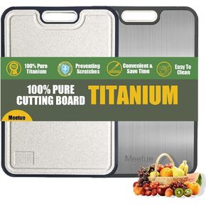 100% Pure Titanium Cutting Board, 2 in 1 Titanium Cutting Boards for Kitchen, Dishwasher Safe Cuttings Boards Double Sided with Juice Groove, Non-slip Wheat Straw PP Chopping Board, 15.2"×10.4" in Saudi Arabia