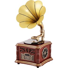 Vintage Retro Phonograph Speaker Gramophone Speaker Dual Speaker Type C Charging HiFi Sound for Mobile Phones in Saudi Arabia