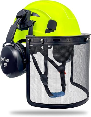 Chainsaw Safety Hard Hats with Mesh Face Shield and Ear Muffs Forestry Safety Helmet Outdoor Work Head Protection ANSI Approved in Saudi Arabia