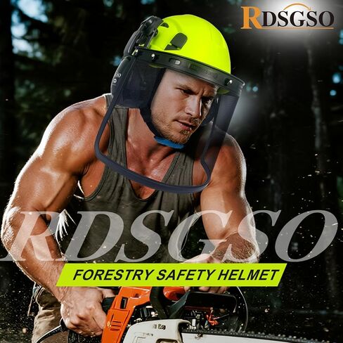 Chainsaw Safety Hard Hats with Mesh Face Shield and Ear Muffs Forestry Safety Helmet Outdoor Work Head Protection ANSI Approved in Saudi Arabia