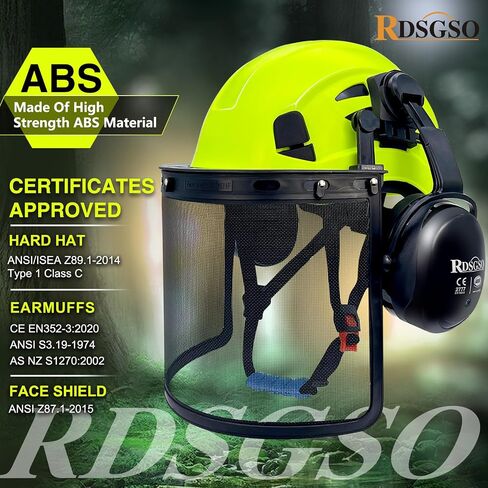 Chainsaw Safety Hard Hats with Mesh Face Shield and Ear Muffs Forestry Safety Helmet Outdoor Work Head Protection ANSI Approved in Saudi Arabia