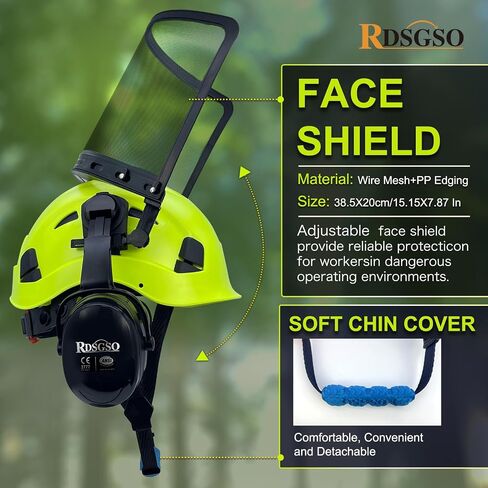 Chainsaw Safety Hard Hats with Mesh Face Shield and Ear Muffs Forestry Safety Helmet Outdoor Work Head Protection ANSI Approved in Saudi Arabia
