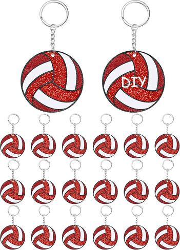 Taiyin 18 Pcs Large Size Volleyball Keychain Bulk DIY Sublimation Sports Charms Stuff Gifts Keychain for Team Party Favors(White) in Saudi Arabia