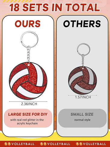 Taiyin 18 Pcs Large Size Volleyball Keychain Bulk DIY Sublimation Sports Charms Stuff Gifts Keychain for Team Party Favors(White) in Saudi Arabia