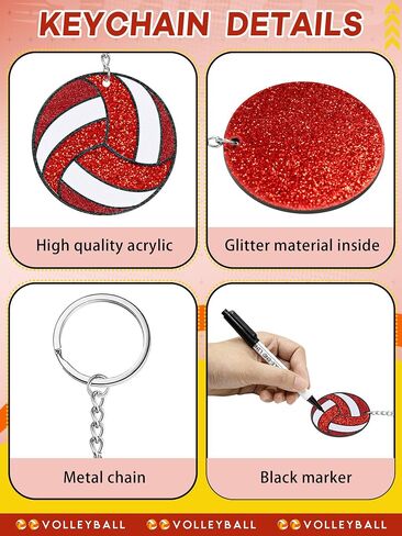 Taiyin 18 Pcs Large Size Volleyball Keychain Bulk DIY Sublimation Sports Charms Stuff Gifts Keychain for Team Party Favors(White) in Saudi Arabia