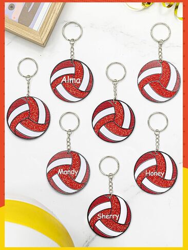 Taiyin 18 Pcs Large Size Volleyball Keychain Bulk DIY Sublimation Sports Charms Stuff Gifts Keychain for Team Party Favors(White) in Saudi Arabia