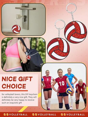 Taiyin 18 Pcs Large Size Volleyball Keychain Bulk DIY Sublimation Sports Charms Stuff Gifts Keychain for Team Party Favors(White) in Saudi Arabia