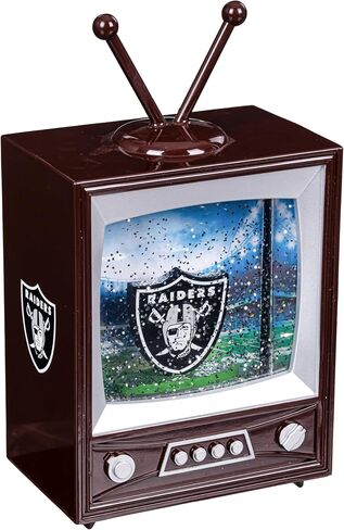 NFL Las Vegas Raiders Snow Globe Lantern, Vintage TV Water Globe with Lights & Swirling Glitter, Battery Operated Christmas Football Tabletop Decoration, Memorabilia Gift for Men & Women Fans in Saudi Arabia